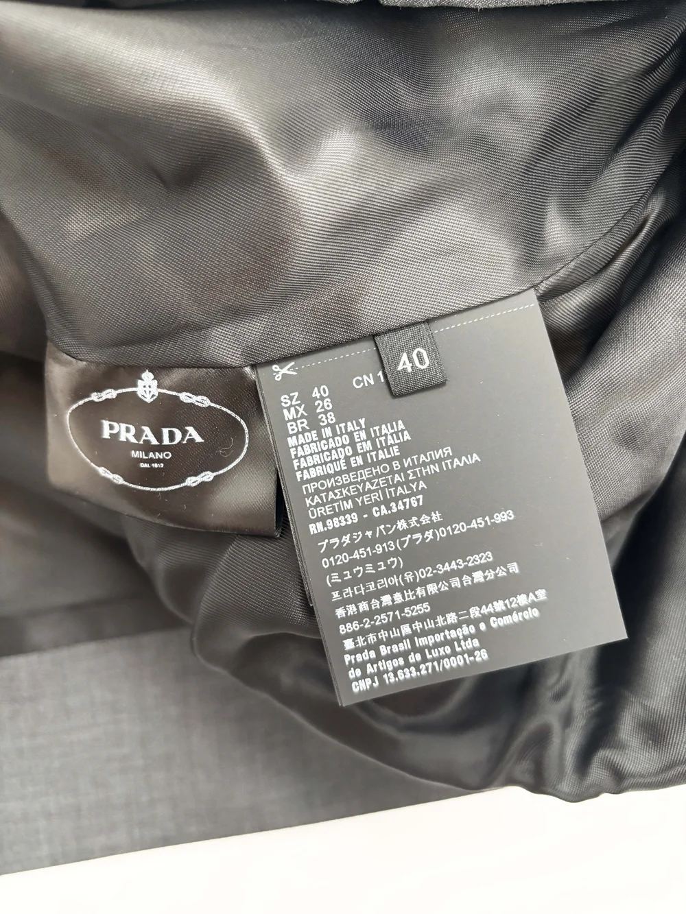 Prada 2020 gray skirted blazer — JAMES VELORIA